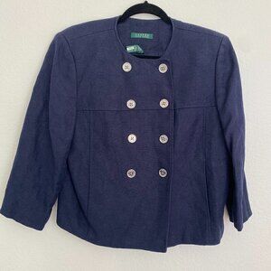Lauren Ralph Lauren Blazer Womens 14 City Linen Blazer Navy Blue